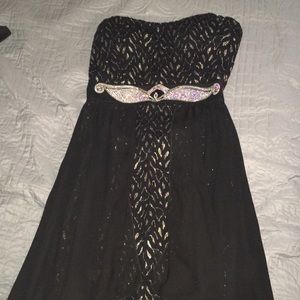 Black and Sparkly Gold High Low Dress